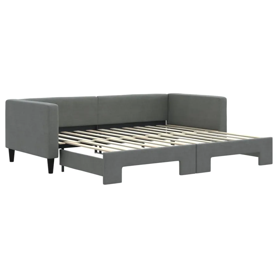 Lit de jour avec gigogne sans matelas gris foncé 90x200 cm - 2