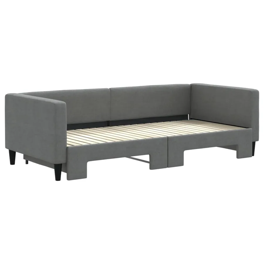 Lit de jour avec gigogne sans matelas gris foncé 90x200 cm - 3
