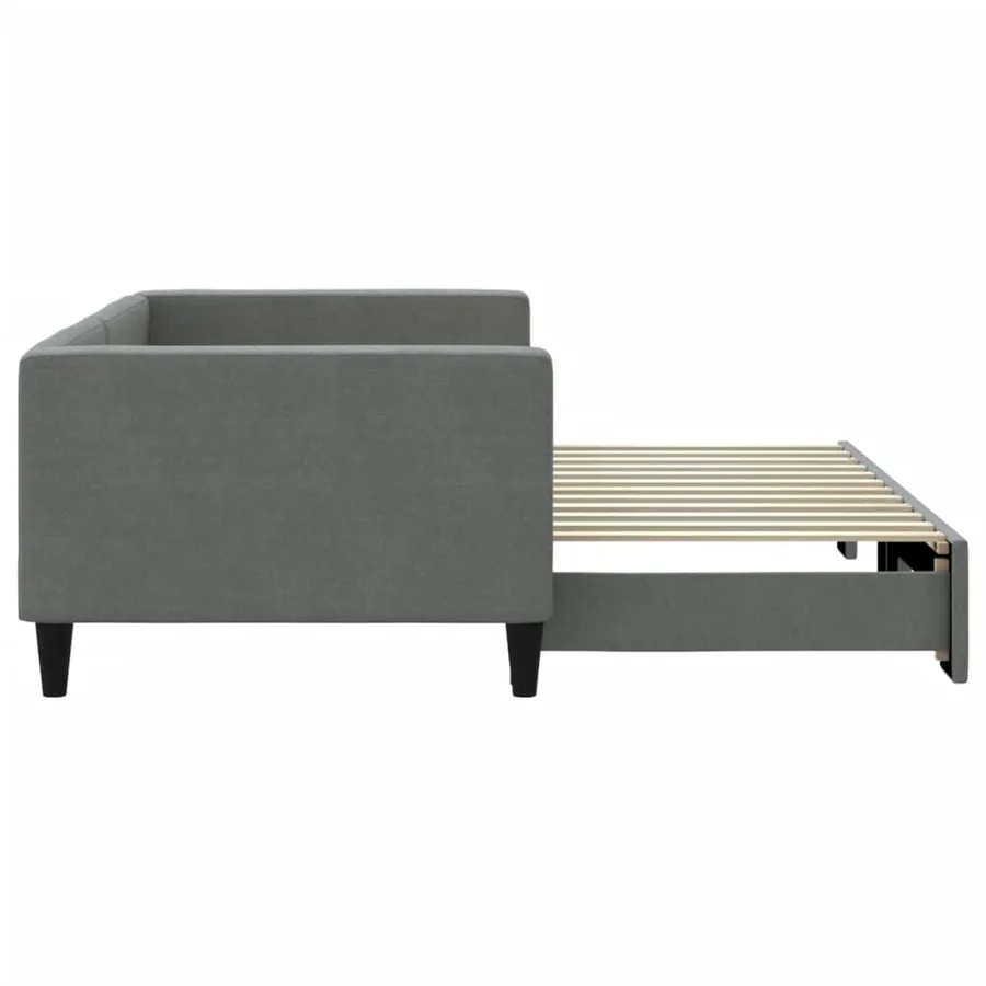 Lit de jour avec gigogne sans matelas gris foncé 90x200 cm - 4