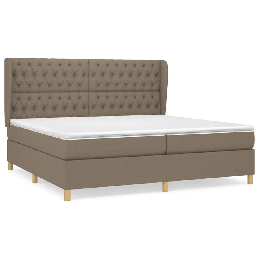 Sommier à lattes de lit avec matelas Taupe 200x200 cm Tissu - 2