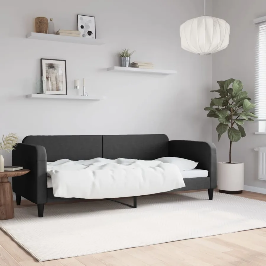Lit de repos sans matelas noir 80x200 cm tissu