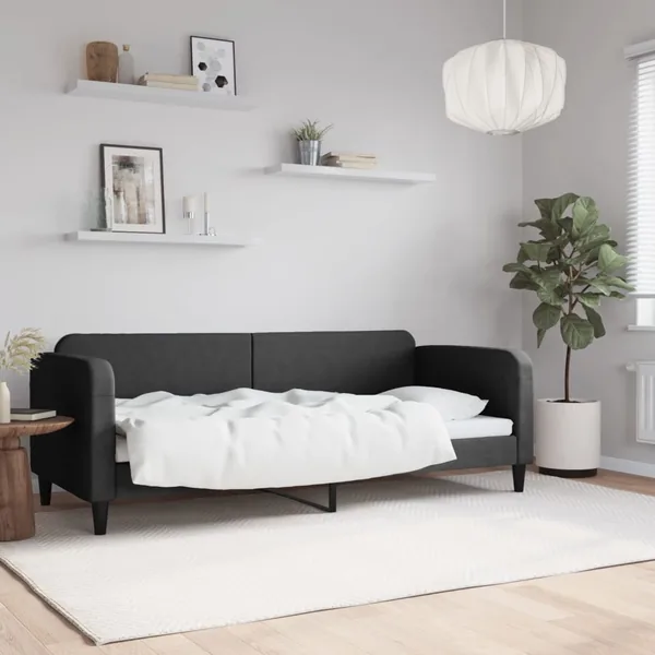 Lit de repos sans matelas noir 80x200 cm tissu