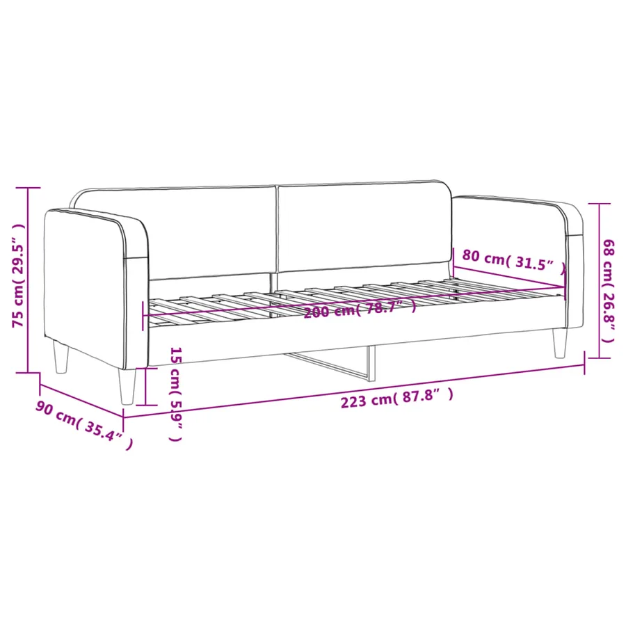 Lit de repos sans matelas noir 80x200 cm tissu - 8