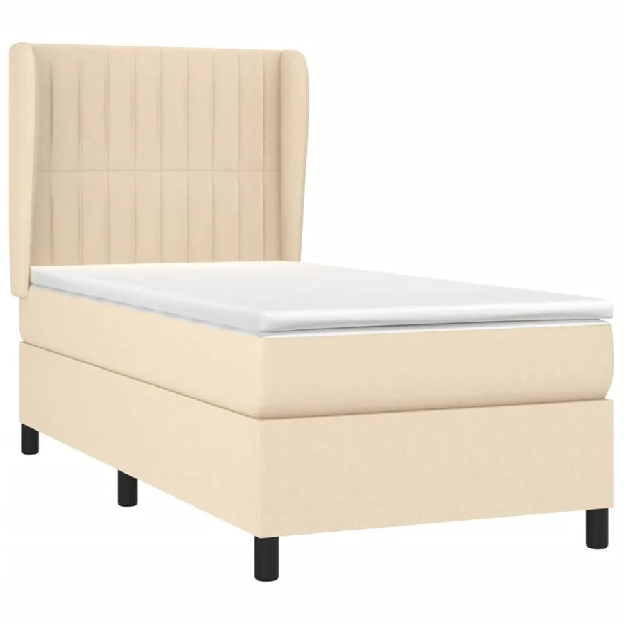 Sommier à lattes de lit avec matelas Crème 90x200 cm Tissu - 3