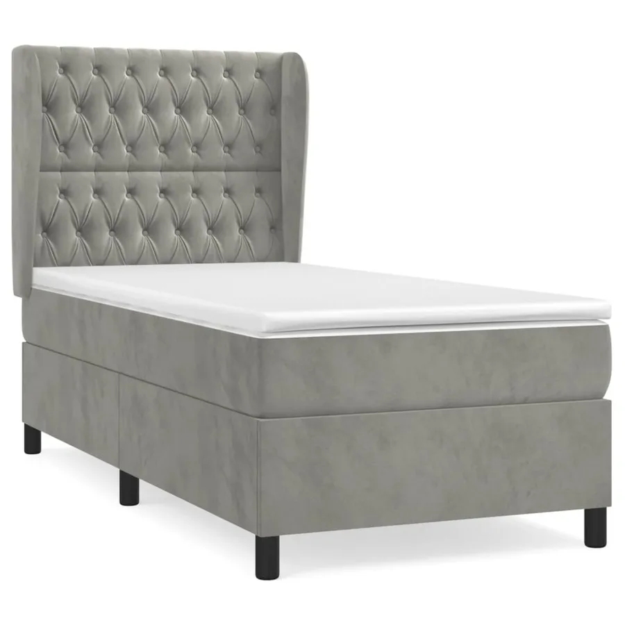 Sommier à lattes de lit et matelas Gris clair 80x200 cm Velours - 2