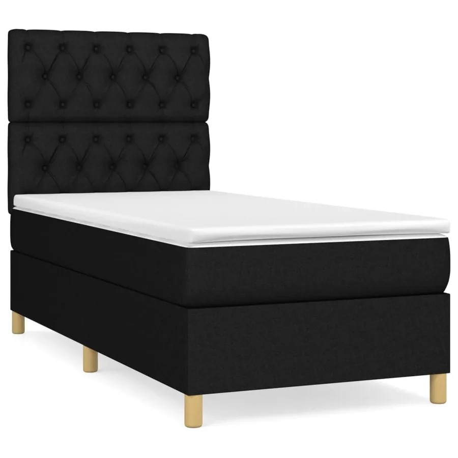 Sommier à lattes de lit et matelas Noir 80x200 cm Tissu - 2