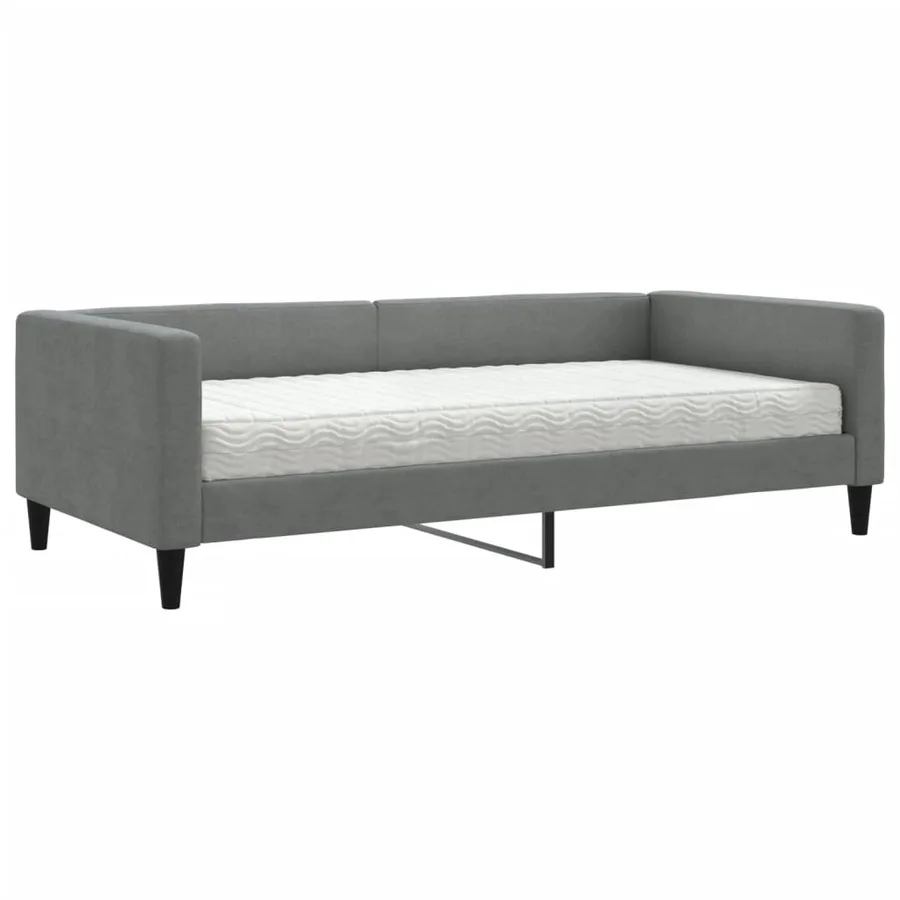 Lit de jour avec matelas gris foncé 100x200 cm tissu - 2