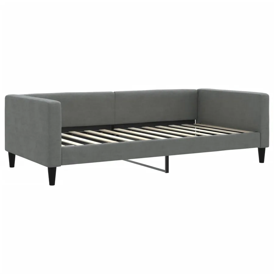 Lit de jour avec matelas gris foncé 100x200 cm tissu - 3