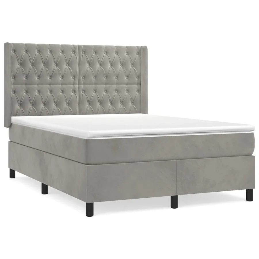 Sommier à lattes de lit et matelas Gris clair 140x190cm Velours - 2