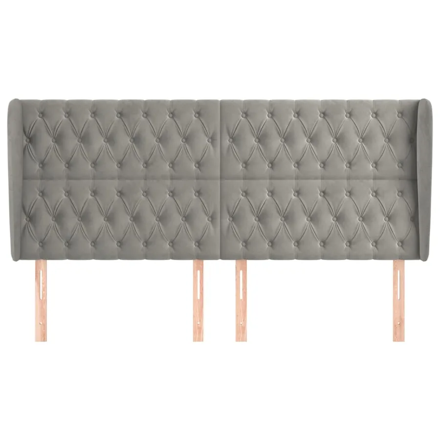 Tête de lit avec oreilles Gris clair 203x23x118/128 cm Velours - 3