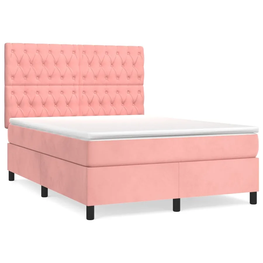 Sommier à lattes de lit avec matelas Rose 140x190 cm Velours - 2