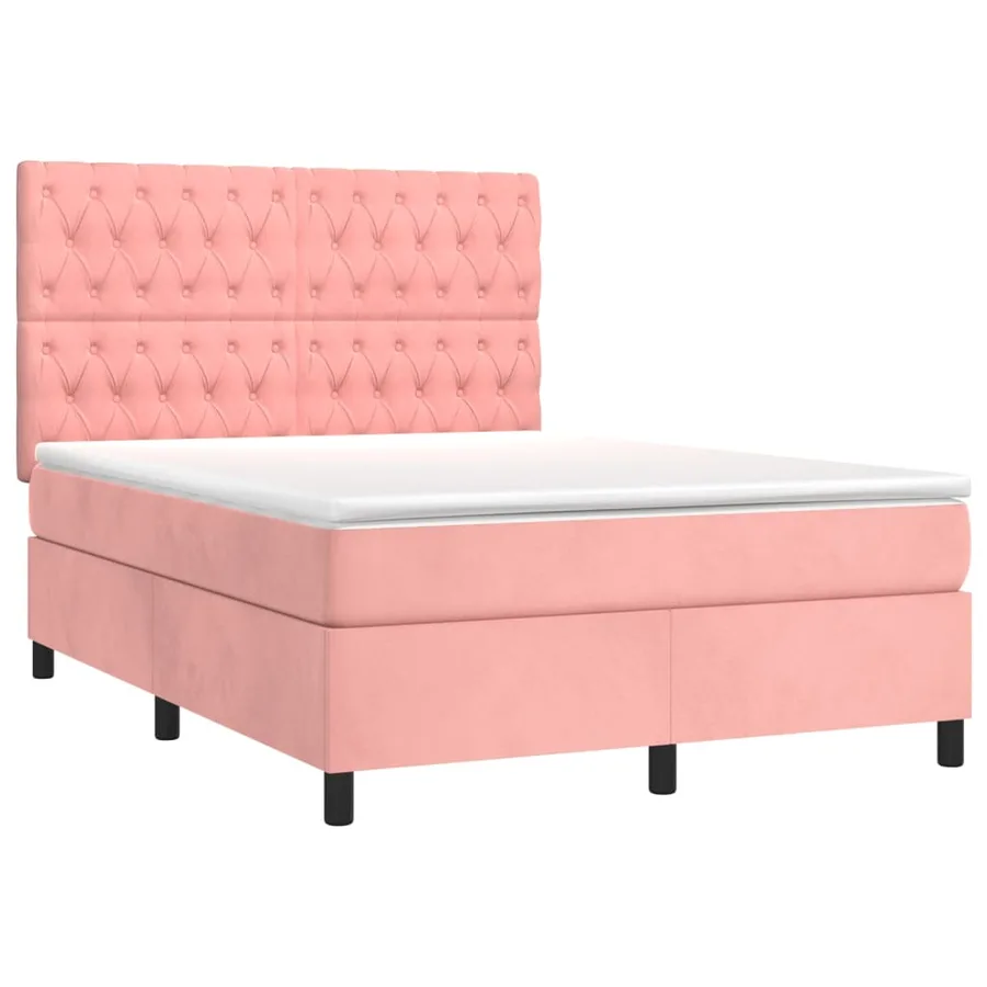 Sommier à lattes de lit avec matelas Rose 140x190 cm Velours - 3