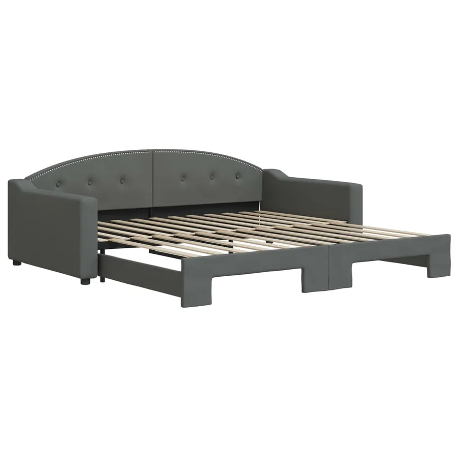 Lit de jour avec gigogne sans matelas gris foncé 100x200 cm - 2