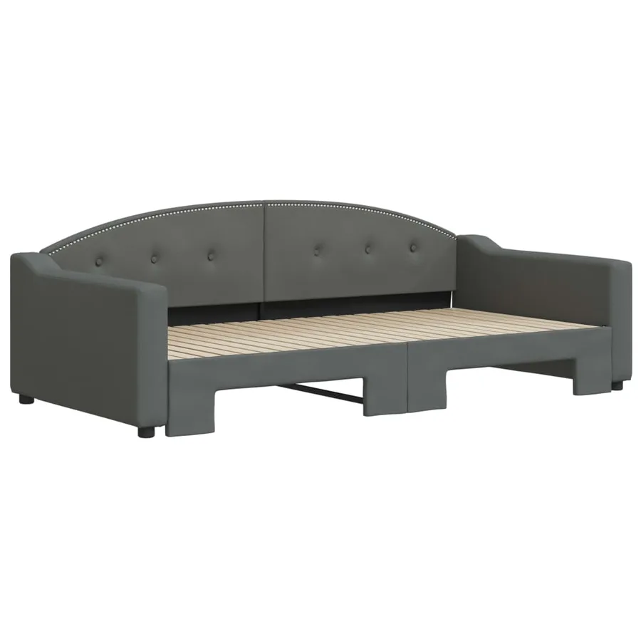 Lit de jour avec gigogne sans matelas gris foncé 100x200 cm - 3