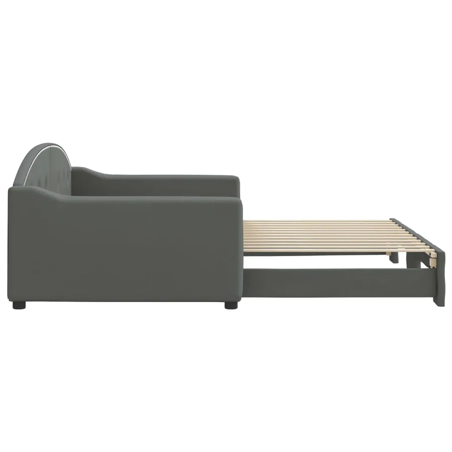 Lit de jour avec gigogne sans matelas gris foncé 100x200 cm - 4
