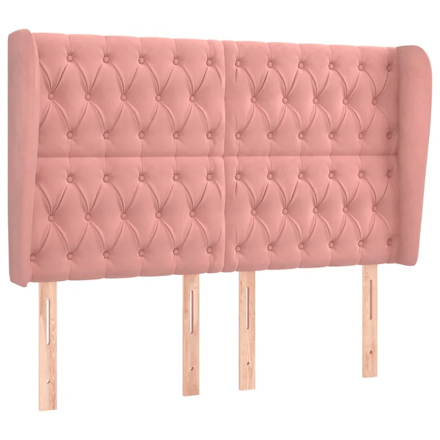 Tête de lit avec oreilles Rose 147x23x118/128 cm Velours - 2