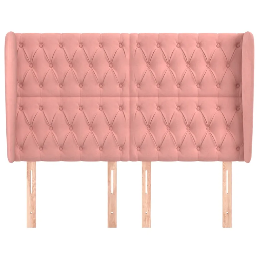 Tête de lit avec oreilles Rose 147x23x118/128 cm Velours - 3