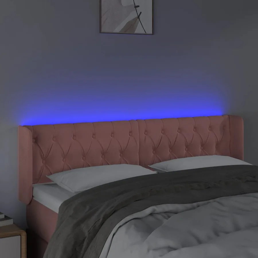 Tête de lit à LED Rose 147x16x78/88 cm Velours - 4