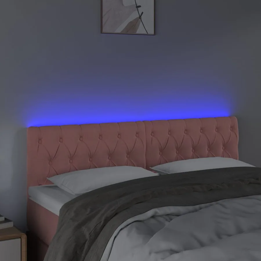 Tête de lit à LED Rose 144x7x78/88 cm Velours - 3