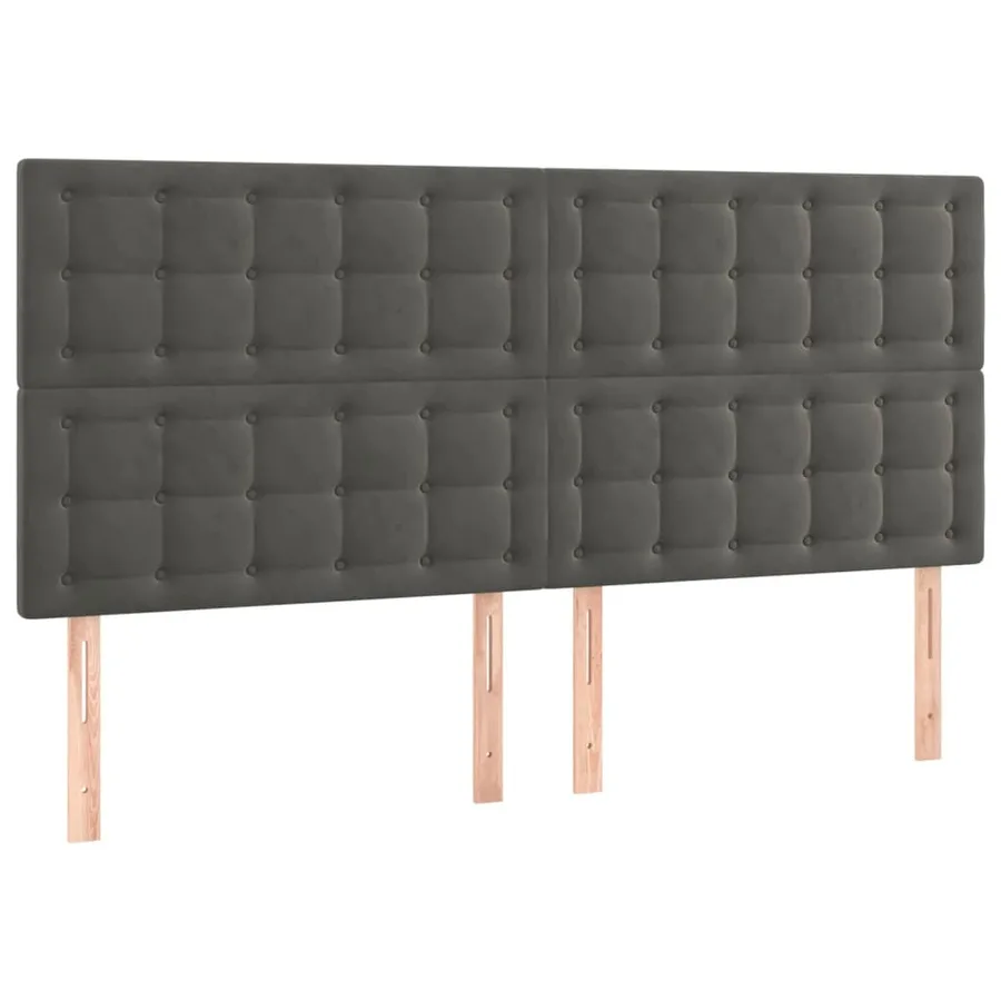 Tête de lit à LED Gris foncé 180x5x118/128 cm Velours - 4