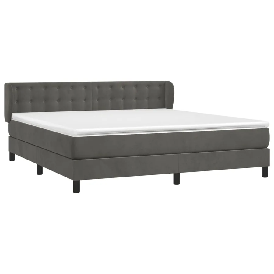 Sommier à lattes de lit et matelas Gris foncé 180x200cm Velours - 3