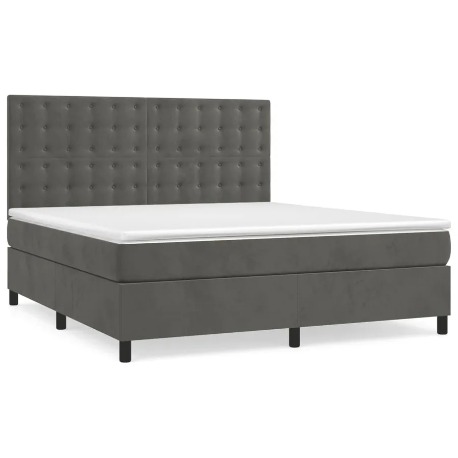 Sommier à lattes de lit et matelas Gris foncé 180x200cm Velours - 2