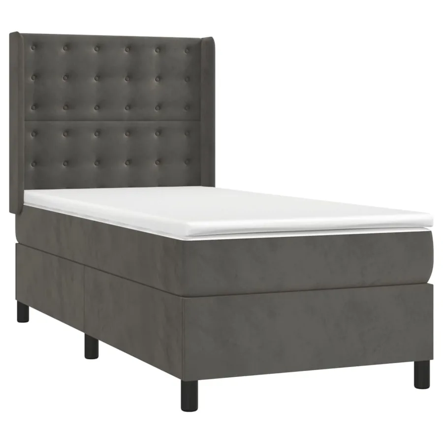 Sommier à lattes de lit matelas LED Gris foncé 90x190cm Velours - 4