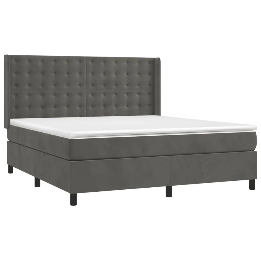 Sommier à lattes de lit matelas et LED Gris foncé 180x200 cm - 4