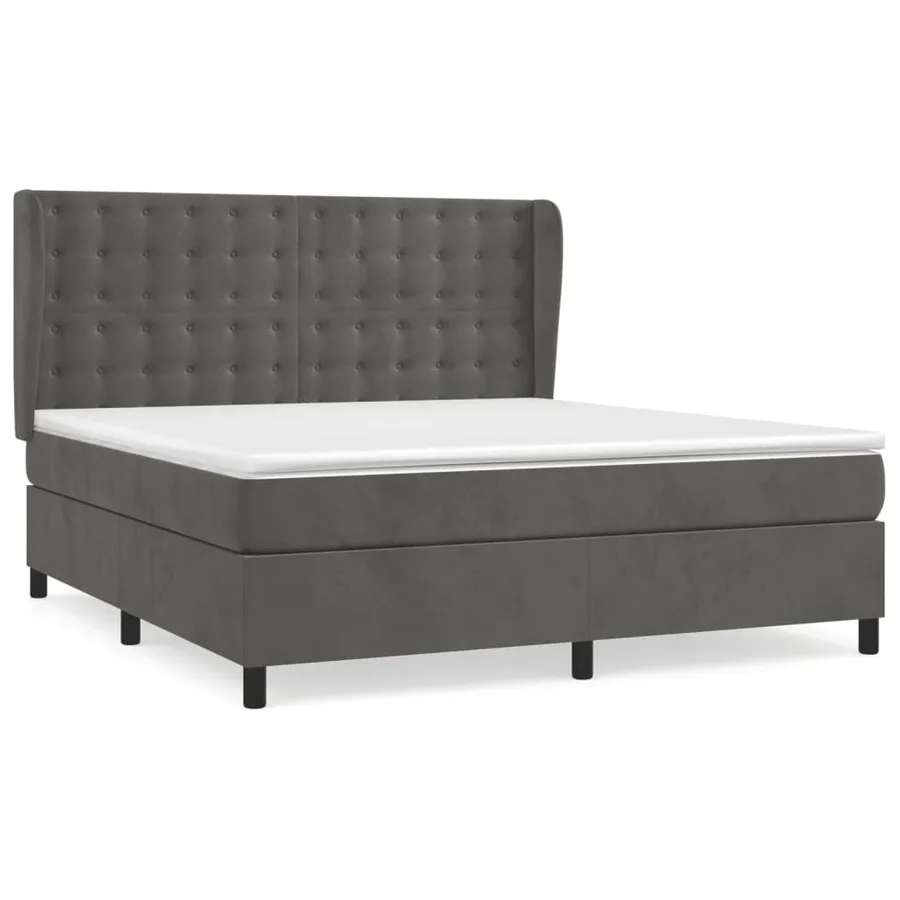 Sommier à lattes de lit et matelas Gris foncé 180x200cm Velours - 2