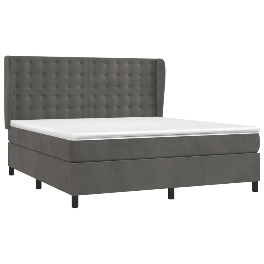 Sommier à lattes de lit et matelas Gris foncé 180x200cm Velours - 3