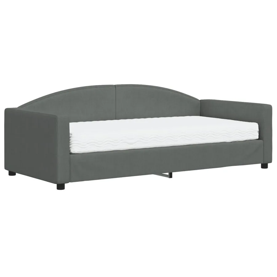 Lit de jour avec matelas gris foncé 90x190 cm tissu - 2