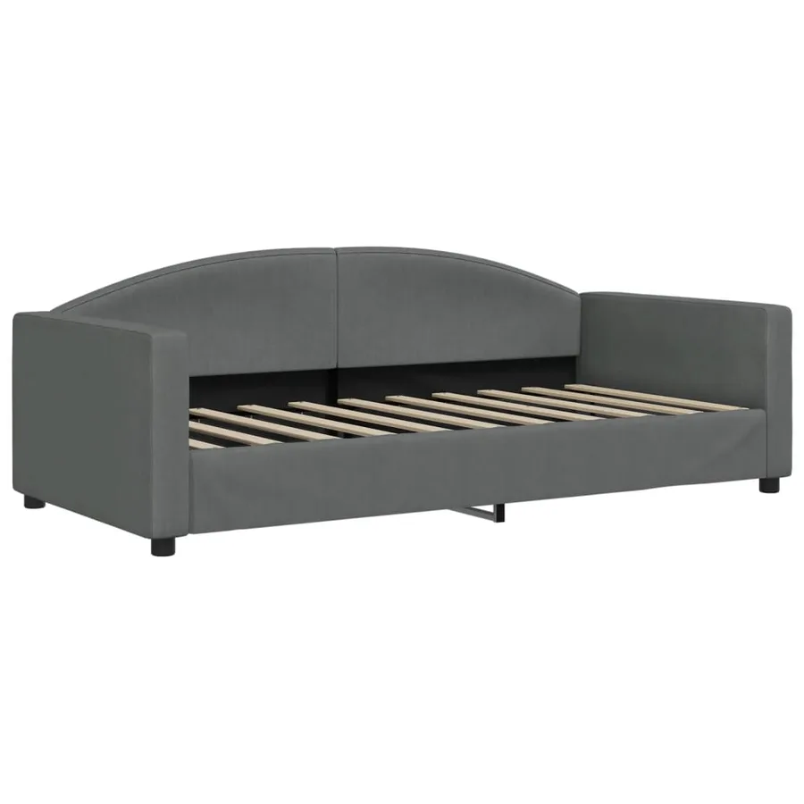 Lit de jour avec matelas gris foncé 90x190 cm tissu - 3