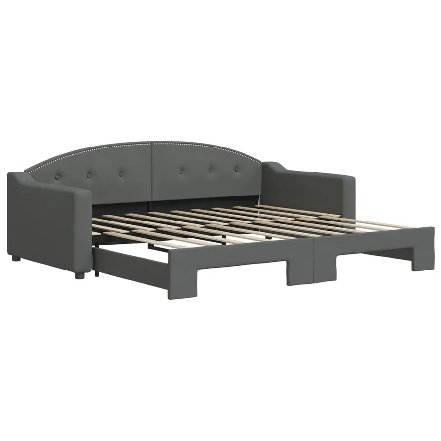 Lit de jour avec gigogne sans matelas gris foncé 90x190 cm - 2