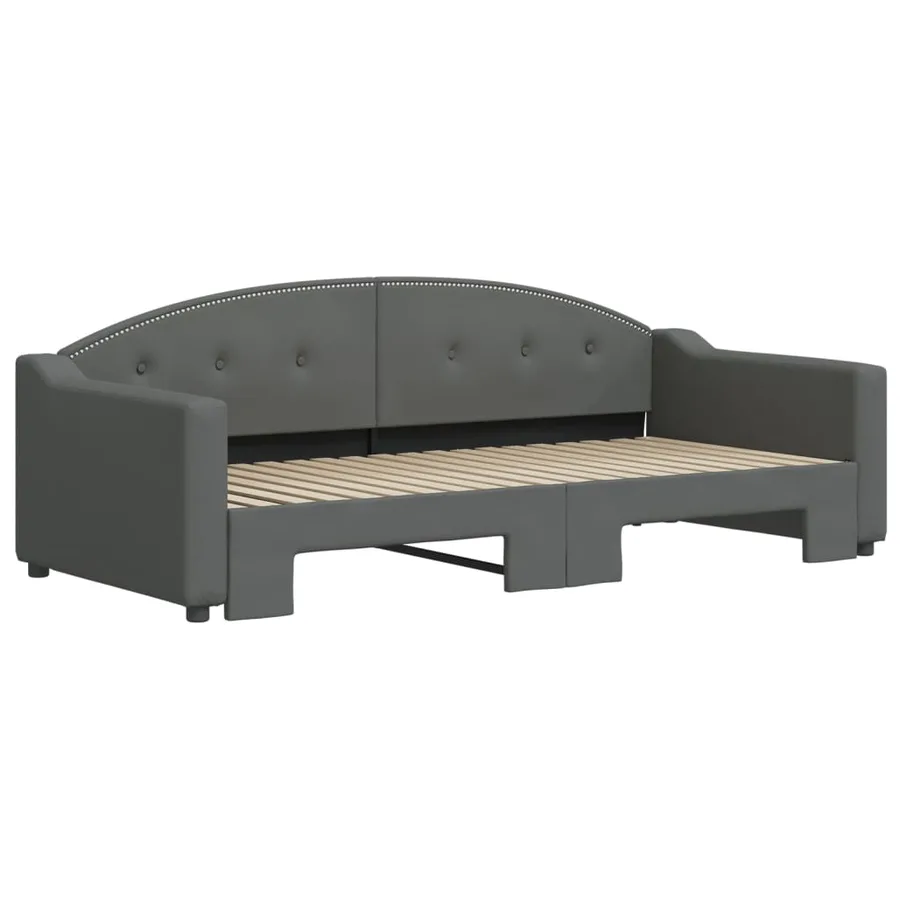 Lit de jour avec gigogne sans matelas gris foncé 90x190 cm - 3