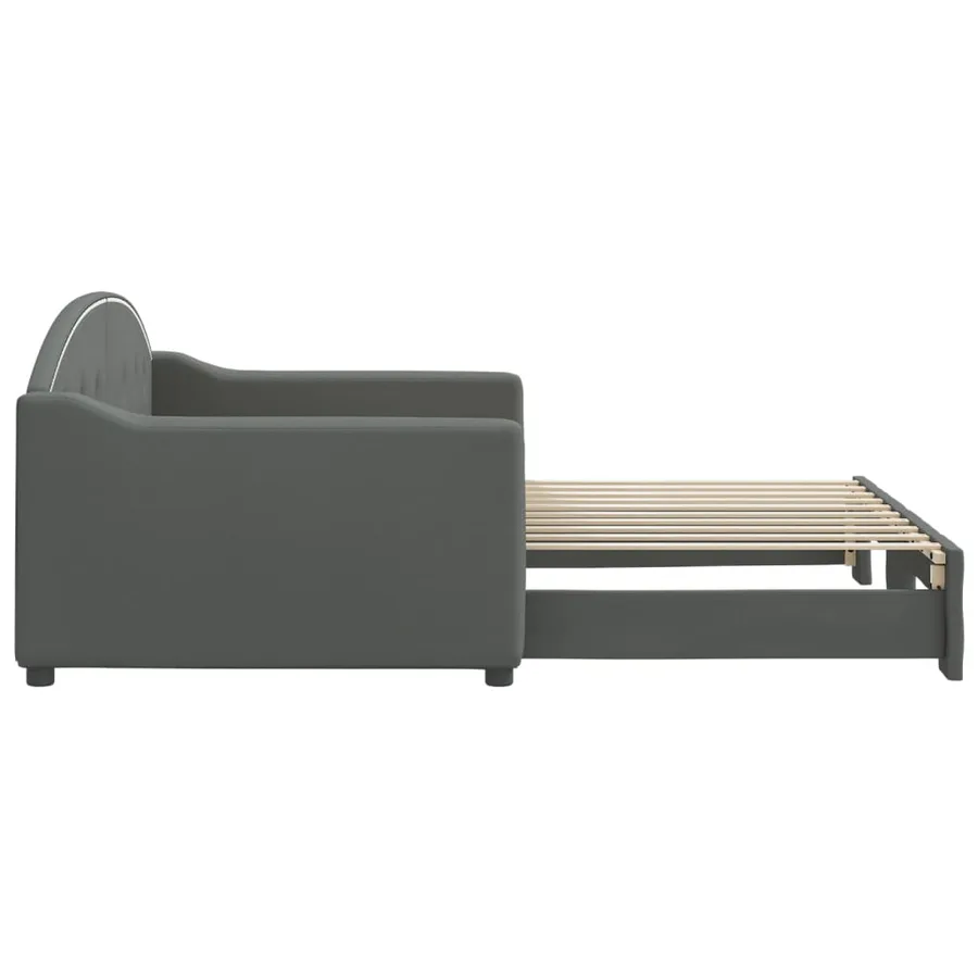 Lit de jour avec gigogne sans matelas gris foncé 90x190 cm - 4