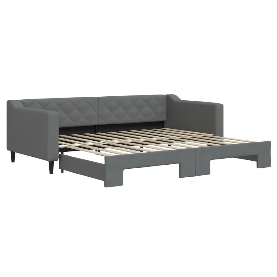Lit de jour avec gigogne sans matelas gris foncé 90x200 cm - 2