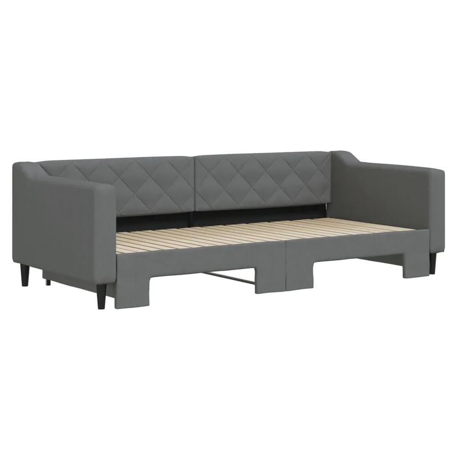 Lit de jour avec gigogne sans matelas gris foncé 90x200 cm - 3