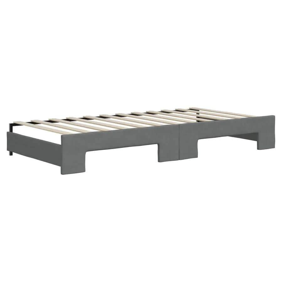 Lit de jour avec gigogne sans matelas gris foncé 90x200 cm - 6