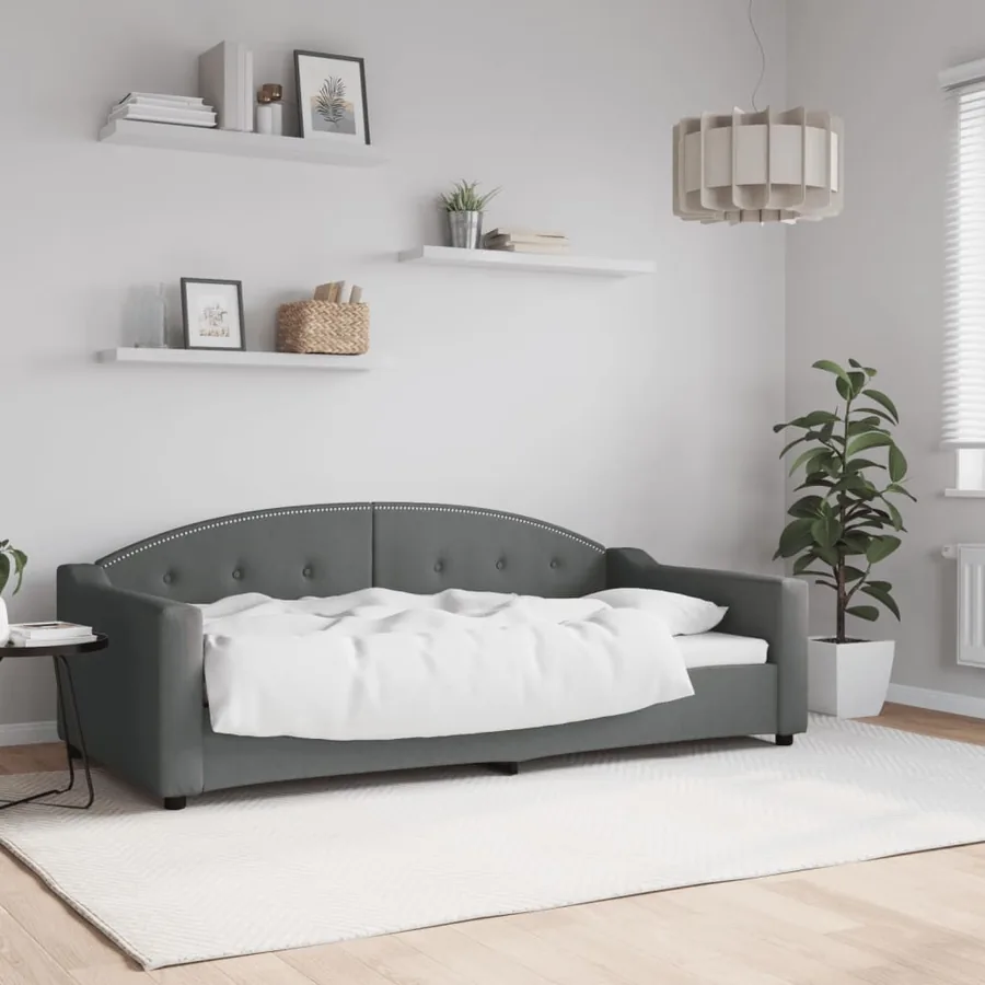 Lit de repos sans matelas gris foncé 90x190 cm tissu