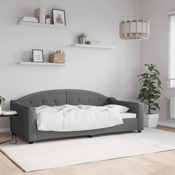 Lit de repos sans matelas gris foncé 90x190 cm tissu