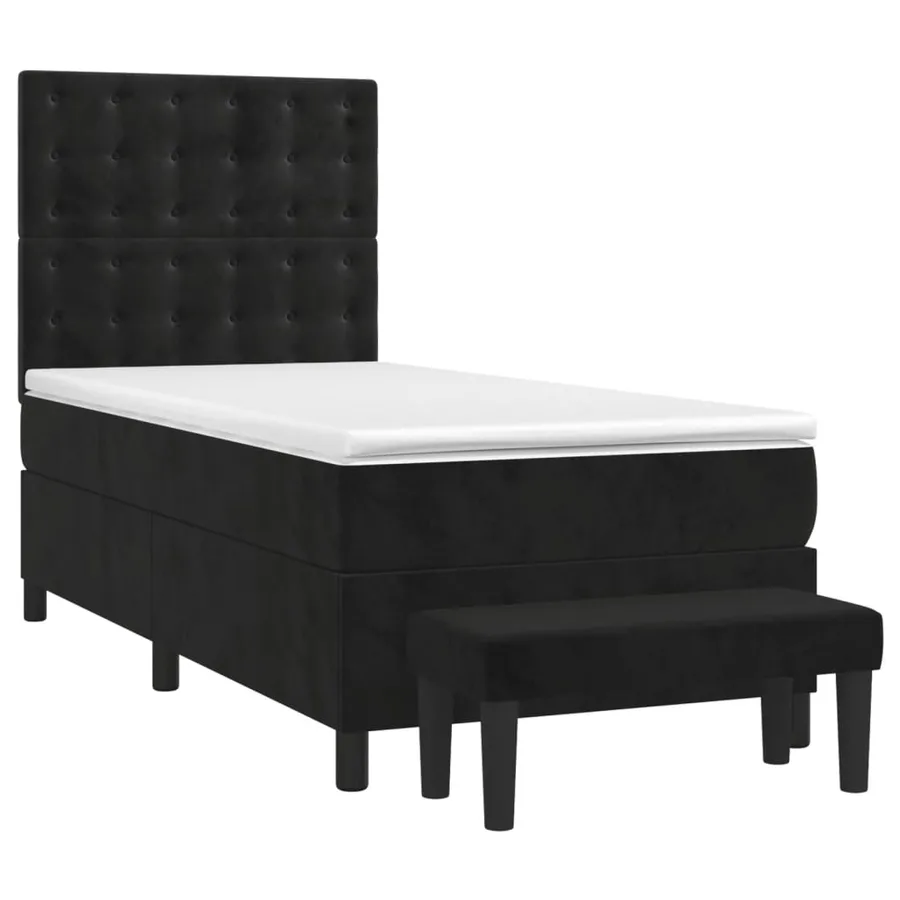 Sommier à lattes de lit avec matelas Noir 100x200 cm Velours - 3