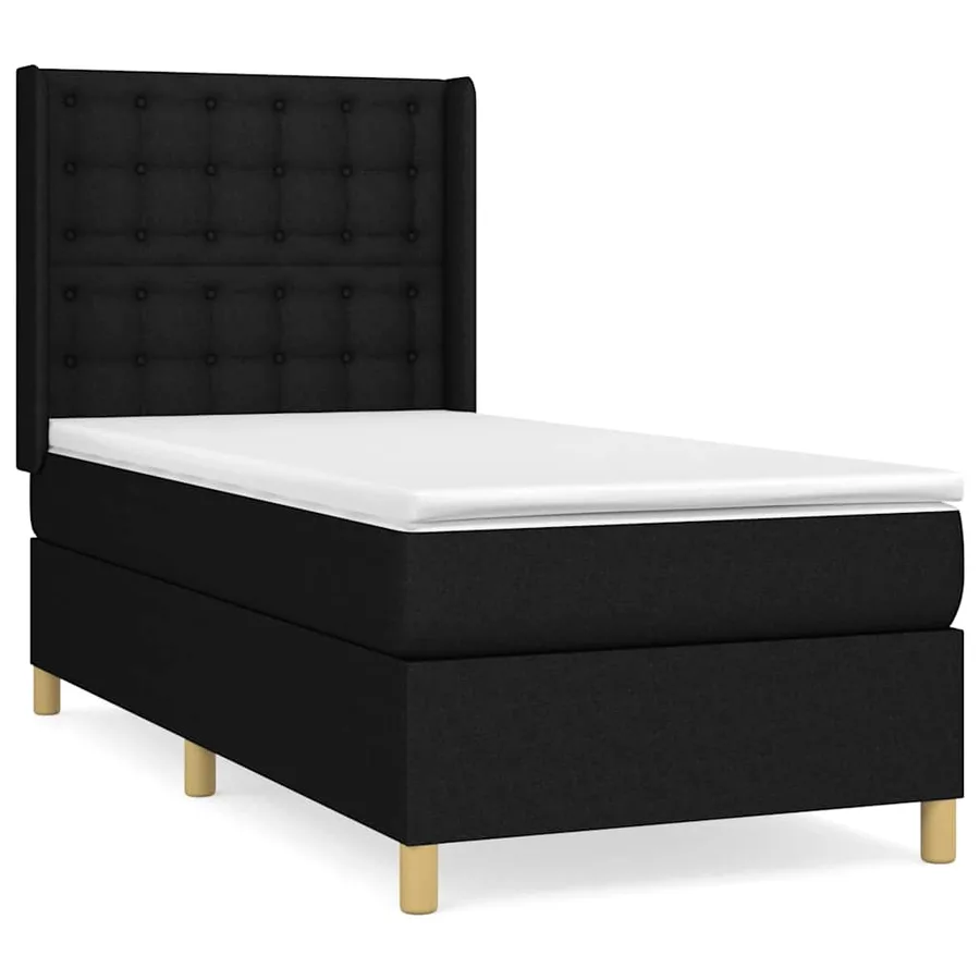 Sommier à lattes de lit avec matelas Noir 90x190 cm Tissu - 2