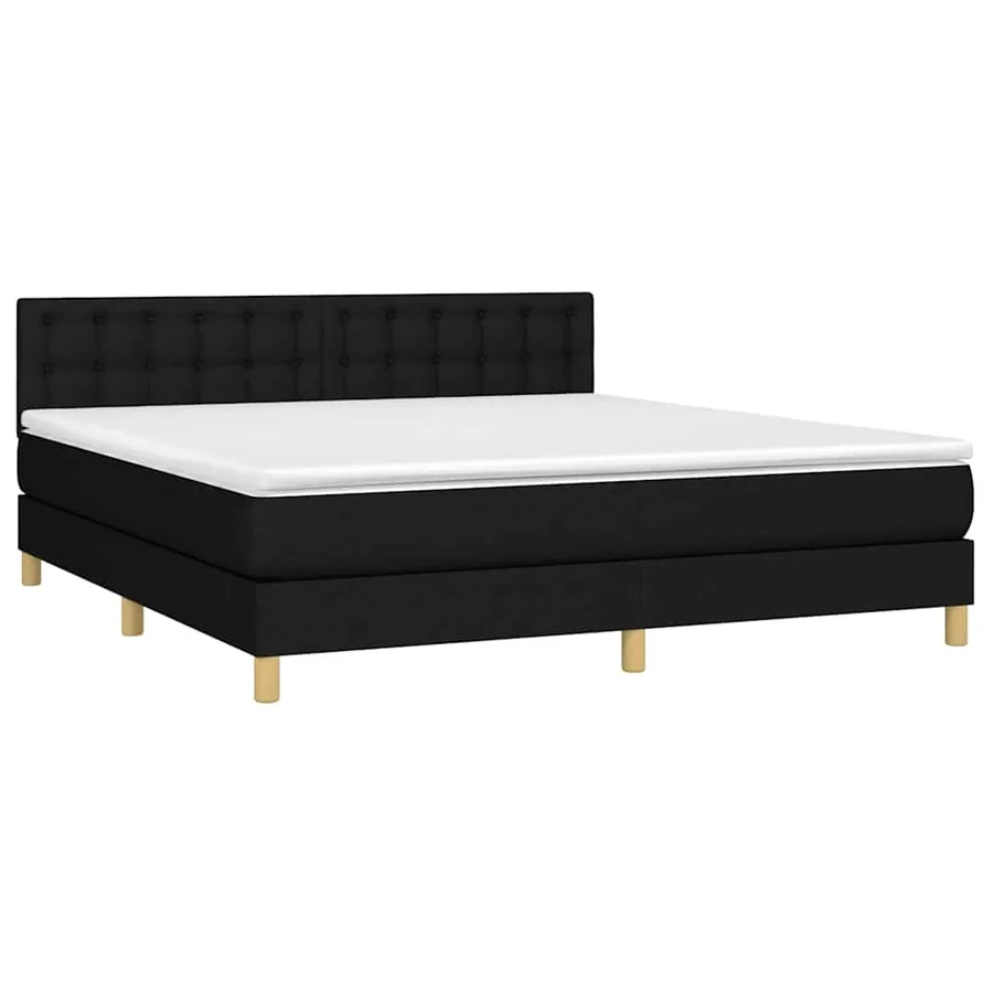 Sommier à lattes de lit avec matelas LED Noir 180x200 cm Tissu - 3