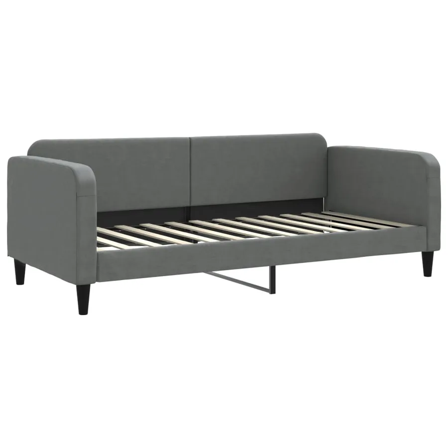 Lit de jour avec matelas gris foncé 90x200 cm tissu - 3