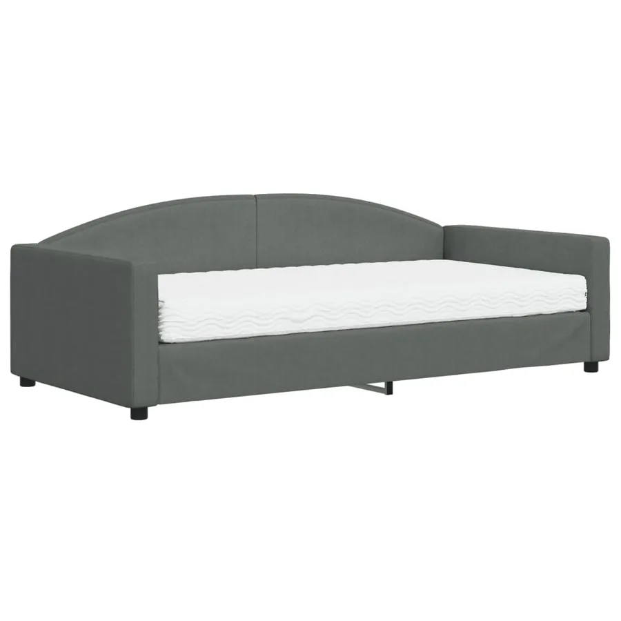 Lit de jour avec matelas gris foncé 100x200 cm tissu - 2