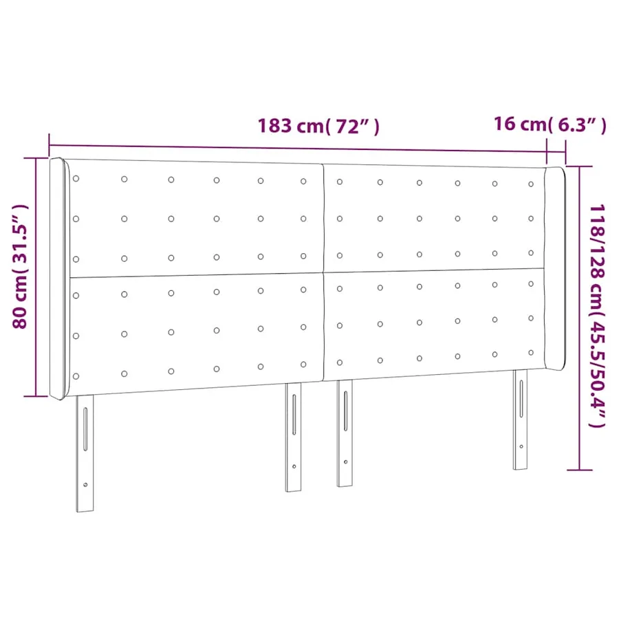 Tête de lit à LED Bleu foncé 183x16x118/128 cm Velours - 7