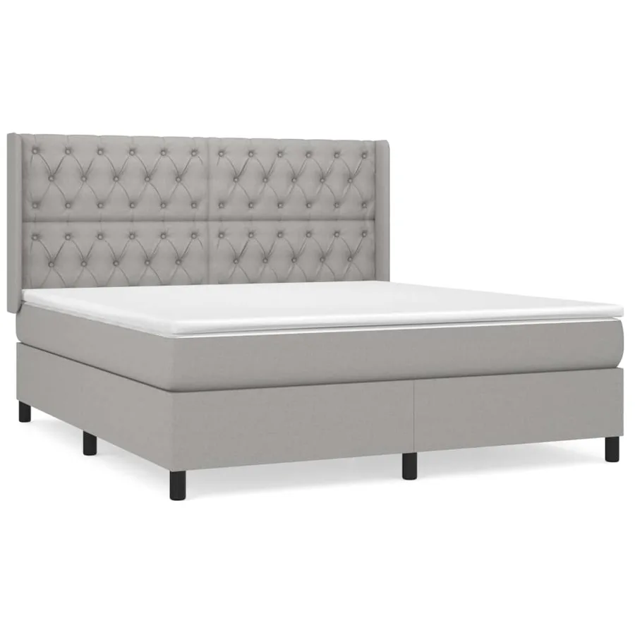 Sommier à lattes de lit avec matelas Gris clair 160x200cm Tissu - 2
