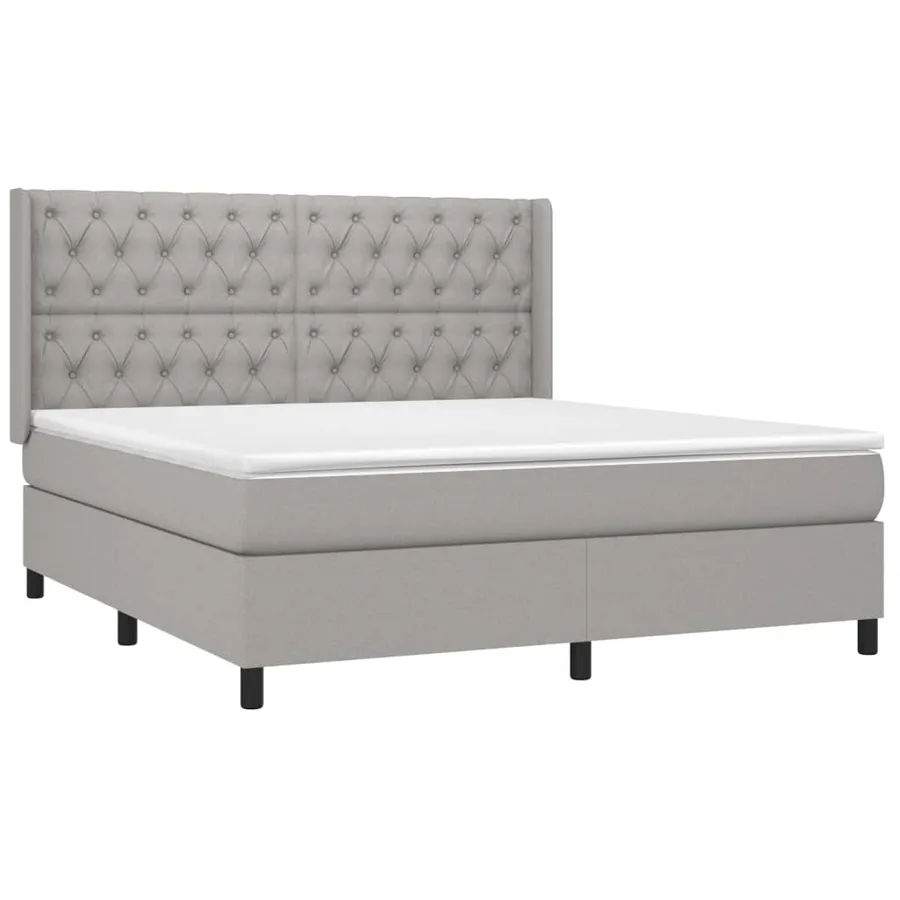 Sommier à lattes de lit avec matelas Gris clair 160x200cm Tissu - 3