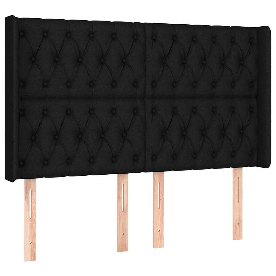 Sommier à lattes de lit matelas et LED Noir 160x200 cm Tissu - 7