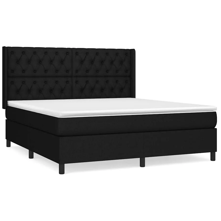 Sommier à lattes de lit avec matelas Noir 160x200 cm Tissu - 2